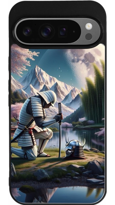 Coque Google Pixel 9 Pro XL - Silicone rigide noir Samurai Katana Lune