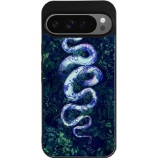 Coque Google Pixel 9 Pro XL - Silicone rigide noir Serpent Blue Anaconda