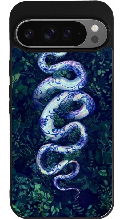 Coque Google Pixel 9 Pro XL - Silicone rigide noir Serpent Blue Anaconda