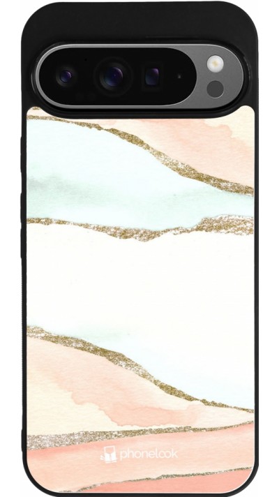 Coque Google Pixel 9 Pro XL - Silicone rigide noir Shimmering Orange