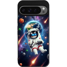 Coque Google Pixel 9 Pro XL - Silicone rigide noir VR SpaceCat Odyssey