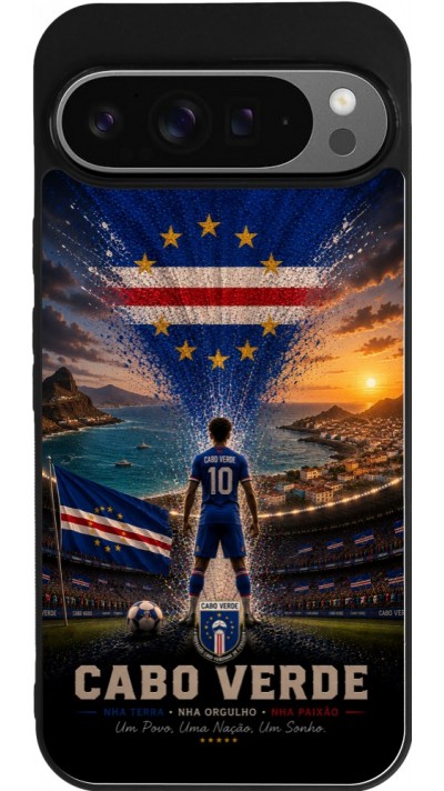 Coque Google Pixel 9 Pro XL - Silicone rigide noir Football Cap-Vert splash 2026