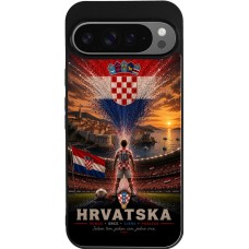 Coque Google Pixel 9 Pro XL - Silicone rigide noir Football Croatie splash 2026