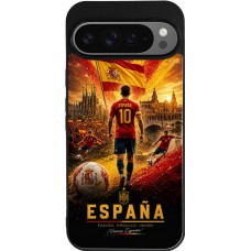 Coque Google Pixel 9 Pro XL - Silicone rigide noir Football Espagne splash 2026