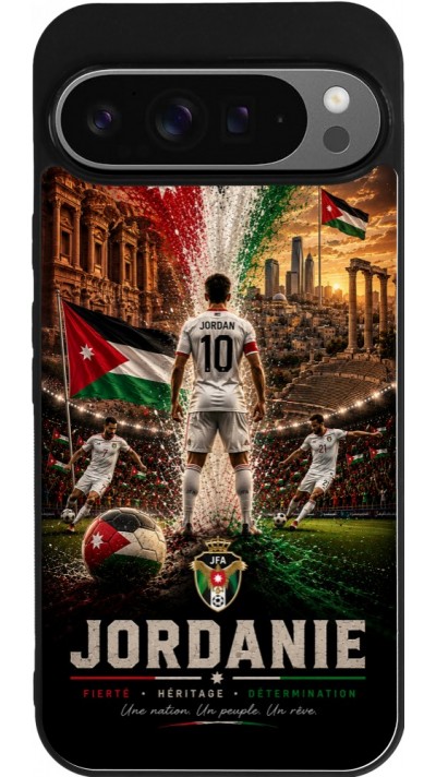 Coque Google Pixel 9 Pro XL - Silicone rigide noir Football Jordanie splash 2026