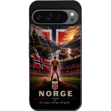 Coque Google Pixel 9 Pro XL - Silicone rigide noir Football Norvège splash 2026