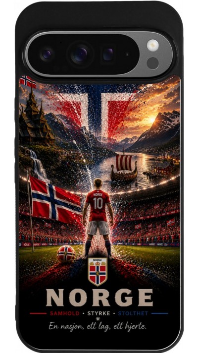 Coque Google Pixel 9 Pro XL - Silicone rigide noir Football Norvège splash 2026