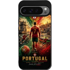 Coque Google Pixel 9 Pro XL - Silicone rigide noir Football Portugal splash 2026