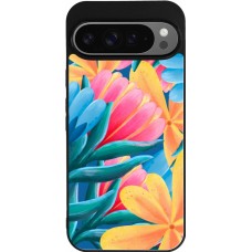 Google Pixel 9 Pro XL Case Hülle - Silikon schwarz Spring 23 colorful flowers