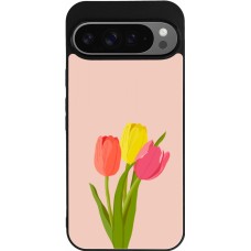 Coque Google Pixel 9 Pro XL - Silicone rigide noir Spring 23 tulip trio