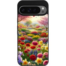 Google Pixel 9 Pro XL Case Hülle - Silikon schwarz Frühling 25 Strauß Frühling
