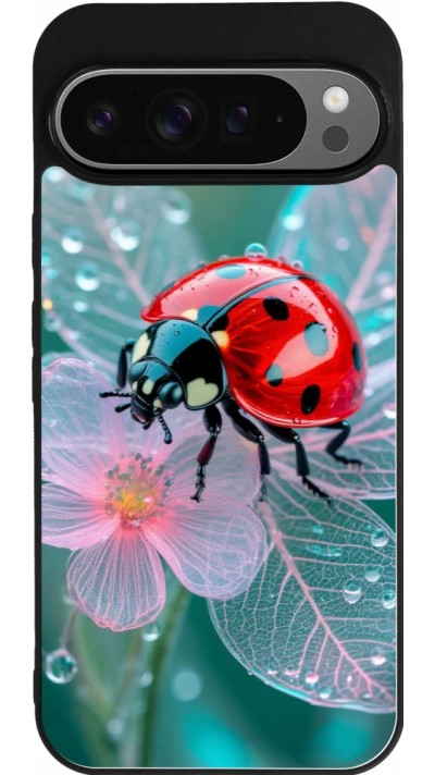 Coque Google Pixel 9 Pro XL - Silicone rigide noir Ladybird in bloom Spring 2026