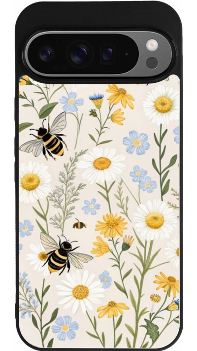 Coque Google Pixel 9 Pro XL - Silicone rigide noir Pattern bees Spring 2026