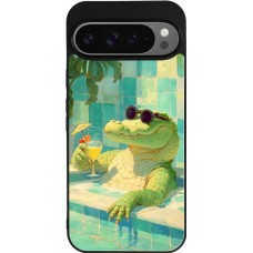 Google Pixel 9 Pro XL Case Hülle - Silikon schwarz Crocodile in the swimming pool Summer 2026