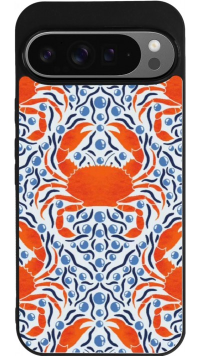 Google Pixel 9 Pro XL Case Hülle - Silikon schwarz Crabs and pearls Summer 2026