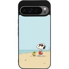 Google Pixel 9 Pro XL Case Hülle - Silikon schwarz Snoopy on the beach Summer 2026