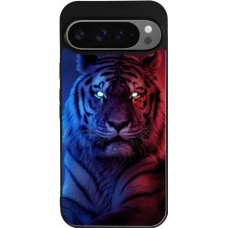 Coque Google Pixel 9 Pro XL - Silicone rigide noir Tiger Blue Red