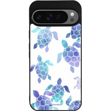Coque Google Pixel 9 Pro XL - Silicone rigide noir Turtles pattern watercolor