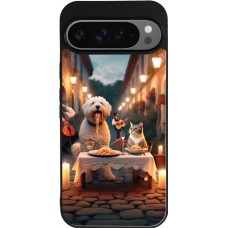 Google Pixel 9 Pro XL Case Hülle - Silikon schwarz Valentin 2024 Hund & Katze Kerzenlicht
