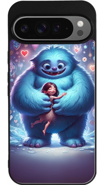 Coque Google Pixel 9 Pro XL - Silicone rigide noir Valentine 2024 Fluffy Love