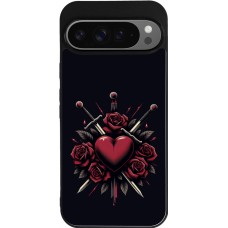 Coque Google Pixel 9 Pro XL - Silicone rigide noir Valentine 2024 gothic love