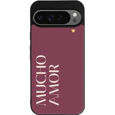 Coque Google Pixel 9 Pro XL - Silicone rigide noir Valentine 2024 mucho amor rosado