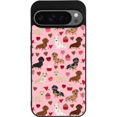 Coque Google Pixel 9 Pro XL - Silicone rigide noir Valentine 2024 puppy love