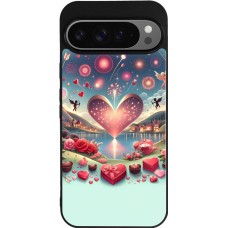 Coque Google Pixel 9 Pro XL - Silicone rigide noir Valentine 2025 Chic