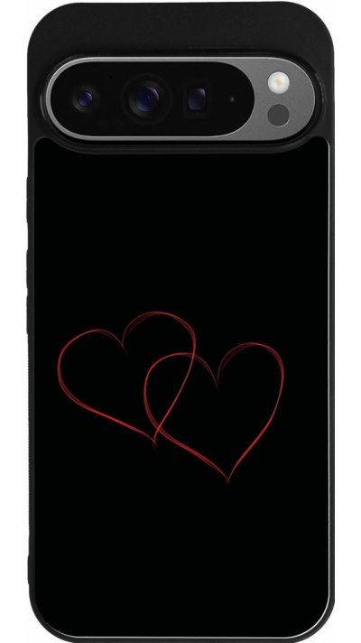 Coque Google Pixel 9 Pro XL - Silicone rigide noir Valentine 2023 attached heart