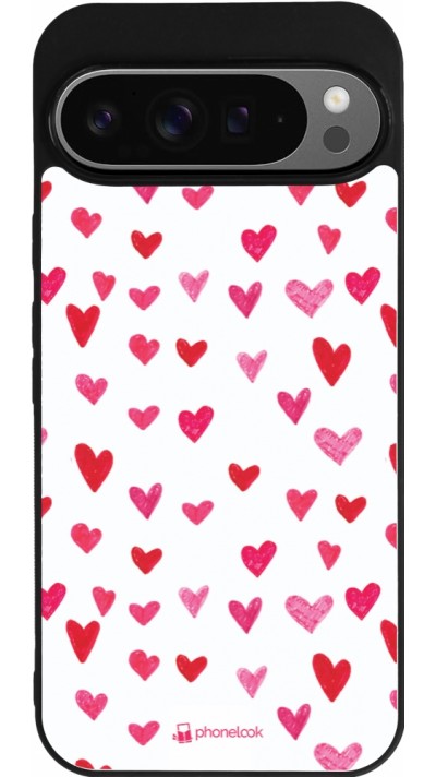 Coque Google Pixel 9 Pro XL - Silicone rigide noir Valentine 2022 Many pink hearts