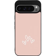 Coque Google Pixel 9 Pro XL - Silicone rigide noir Valentine 2023 three minimalist hearts