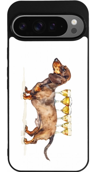 Google Pixel 9 Pro XL Case Hülle - Silikon schwarz Wine Teckel