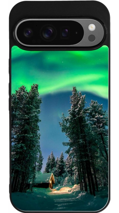 Google Pixel 9 Pro XL Case Hülle - Silikon schwarz Winter 22 Northern Lights