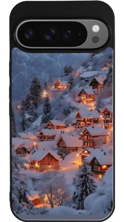 Google Pixel 9 Pro XL Case Hülle - Silikon schwarz Winter 25 Winter snowy village