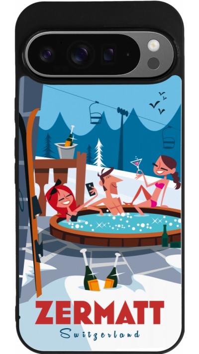 Google Pixel 9 Pro XL Case Hülle - Silikon schwarz Zermatt Mountain Jacuzzi