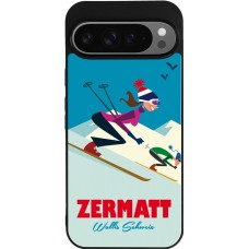 Google Pixel 9 Pro XL Case Hülle - Silikon schwarz Zermatt Ski Downhill
