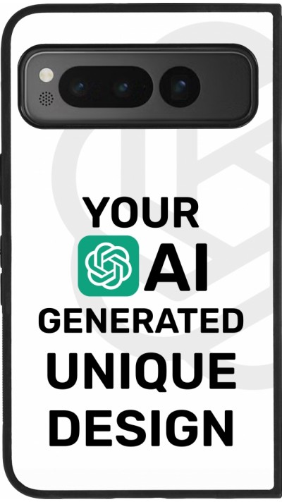 Coque Google Pixel Fold - Silicone rigide noir Unique au monde générée par intelligence artificielle (AI) avec vos idées