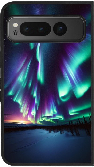 Google Pixel Fold Case Hülle - Silikon schwarz Funkelndes Nordlicht
