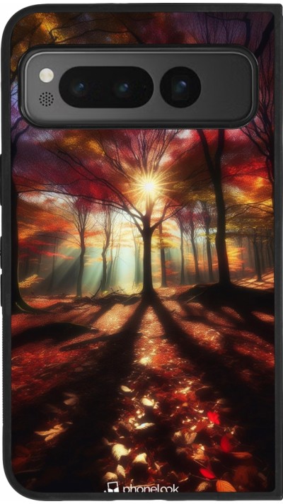 Google Pixel Fold Case Hülle - Silikon schwarz Herbstlicher goldener Glanz