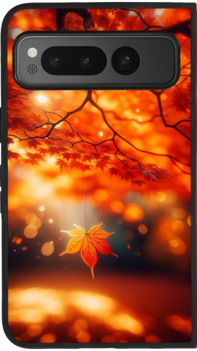Google Pixel Fold Case Hülle - Silikon schwarz Herbst Magisch Orange