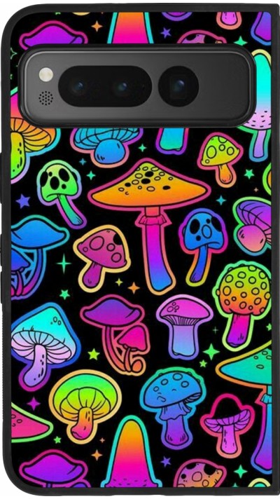 Google Pixel Fold Case Hülle - Silikon schwarz Autumn 2024 magic mushrooms