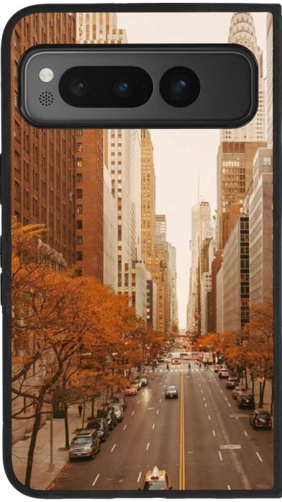 Google Pixel Fold Case Hülle - Silikon schwarz Autumn 2024 New York city