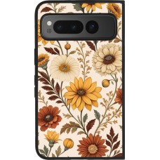 Google Pixel Fold Case Hülle - Silikon schwarz Autumn 25 Flower pattern