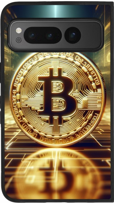 Google Pixel Fold Case Hülle - Silikon schwarz Bitcoin Stehen