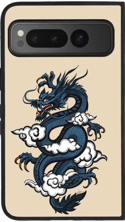 Google Pixel Fold Case Hülle - Silikon schwarz Blue Dragon Tattoo