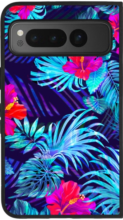 Google Pixel Fold Case Hülle - Silikon schwarz Blue Forest