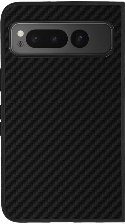 Google Pixel Fold Case Hülle - Silikon schwarz Carbon Basic