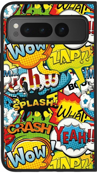 Google Pixel Fold Case Hülle - Silikon schwarz Cartoons slogans