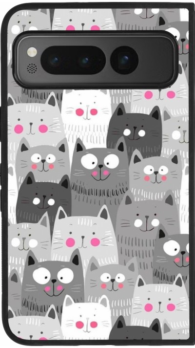 Google Pixel Fold Case Hülle - Silikon schwarz Katzenschwärme