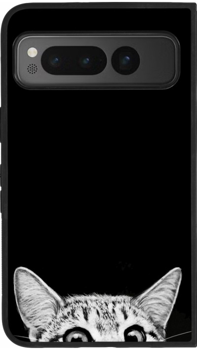 Google Pixel Fold Case Hülle - Silikon schwarz Cat Looking Up Black